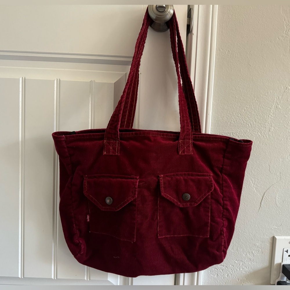 Red Levi’s corduroy tote bag